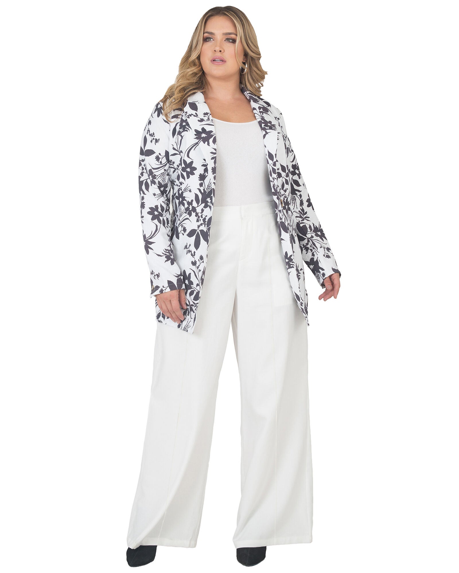 Brooklyn High Waist Wide Leg Pants, Off White / White, alternate image number 4