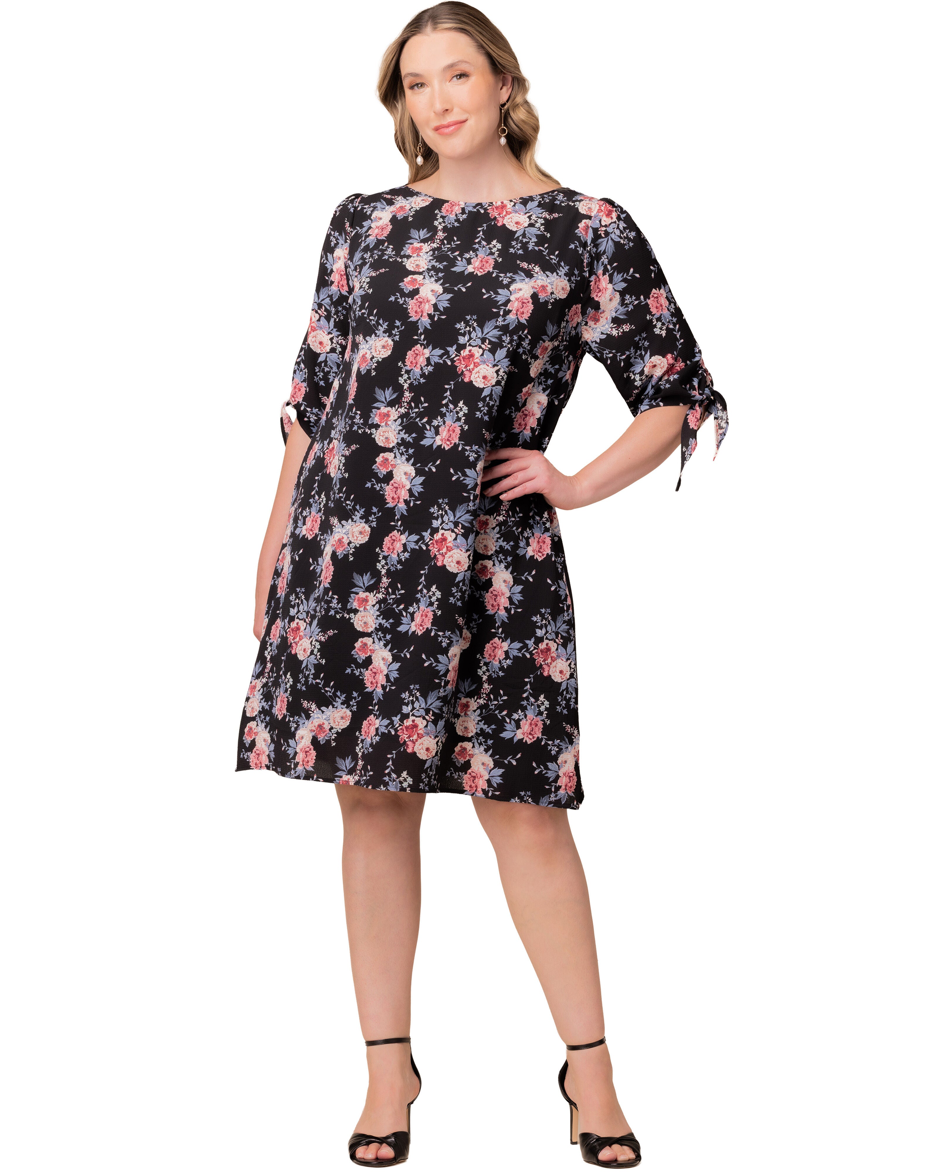 Manhattan Shift Dress, BLACK FLORAL PRINT / Black, hi-res image number 0