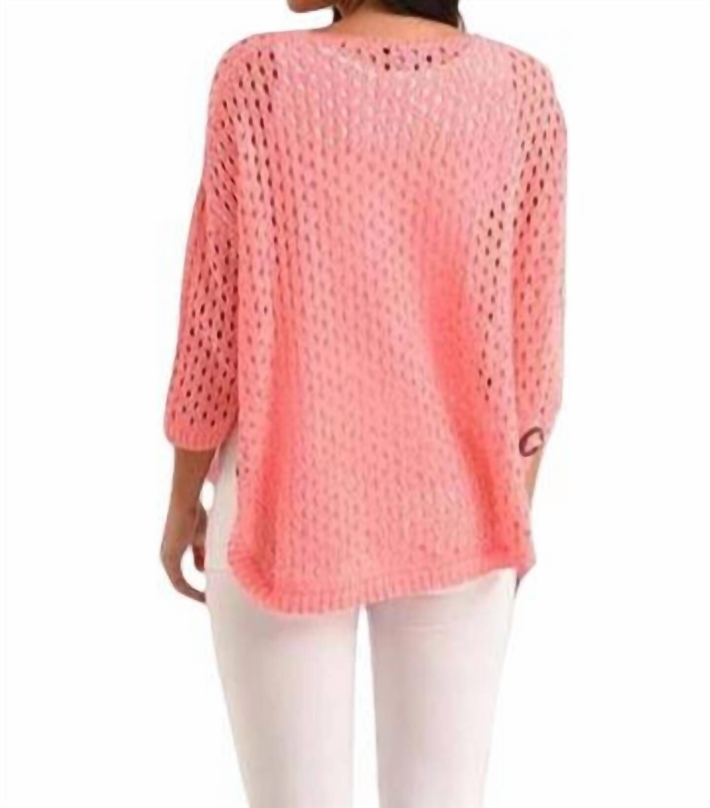AIMEE WOODEN BUTTON PONCHO IN PINK, Pink / Pink, alternate image number 2