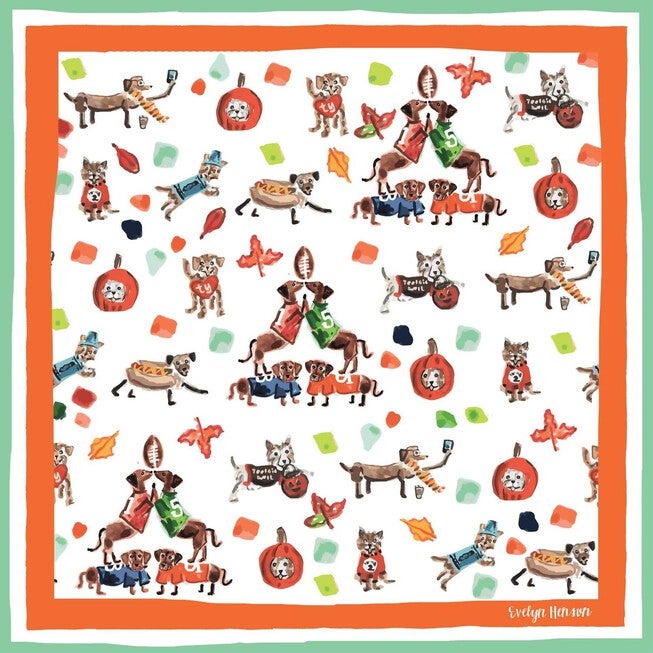 FALL ABOUT DOGS BANDANA SCARF IN MULTI, Multi / White, hi-res image number null