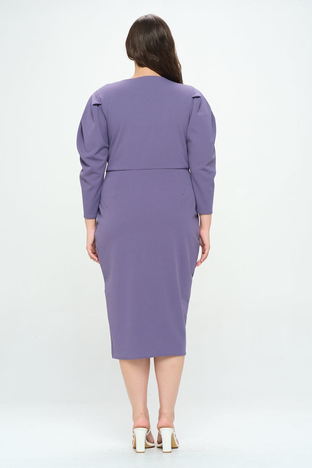 BOA PLEATED MIDI DRESS, Lilac / Lilac, alternate image number 2