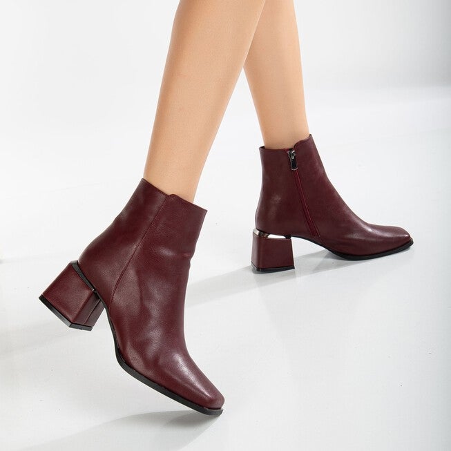 ODETTE - BURGUNDY MATT ANKLE BOOTS, BURGUNDY / Burgundy, alternate image number 1