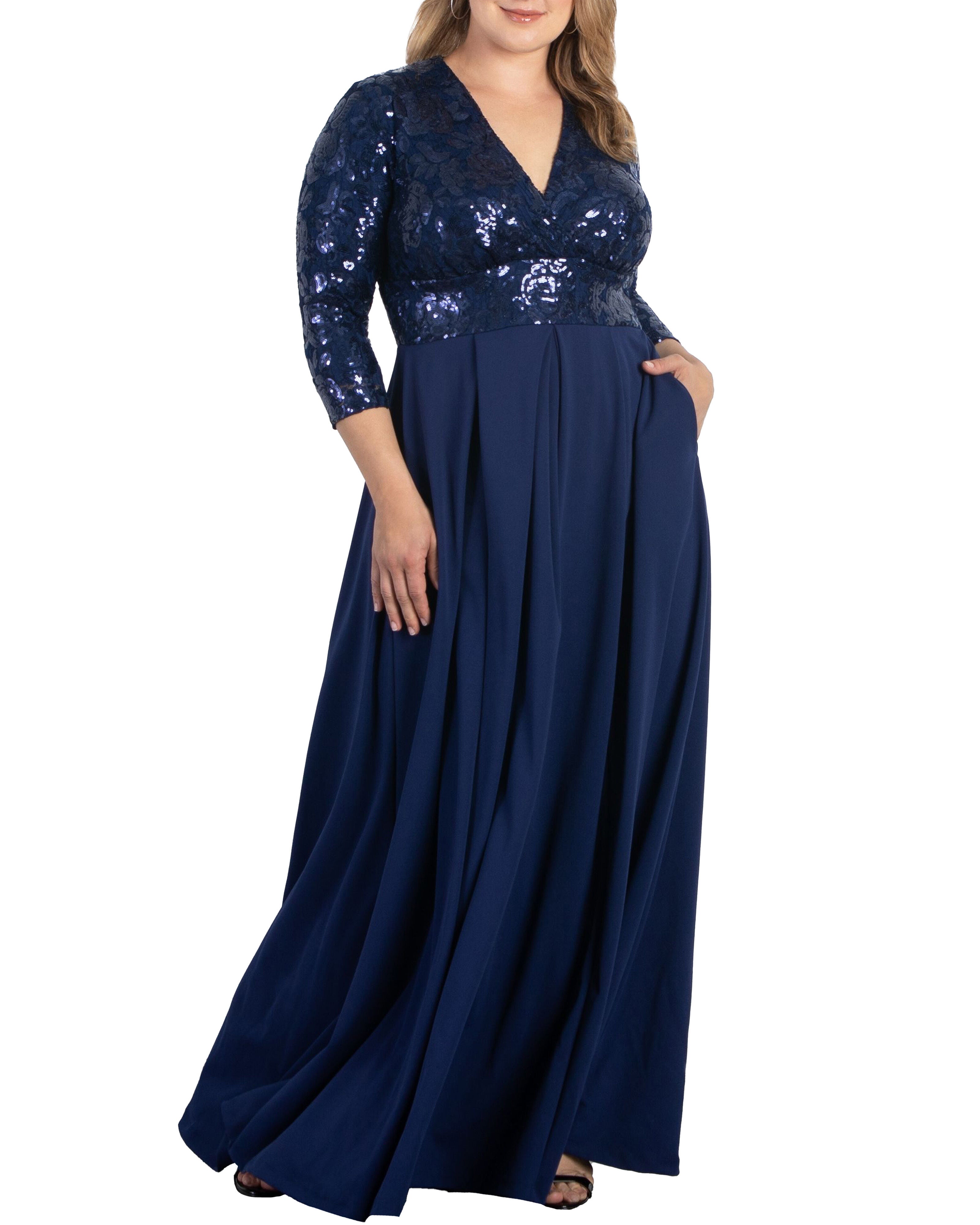 Paris Pleated Sequin Gown, NOCTURNAL NAVY / Navy, hi-res image number 0