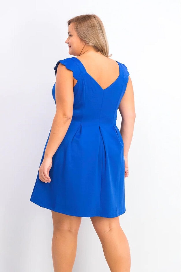 Monteau Women's Trendy Plus Size Scalloped A-Line Dress Blue Size 1X, Blue / Navy, alternate image number null