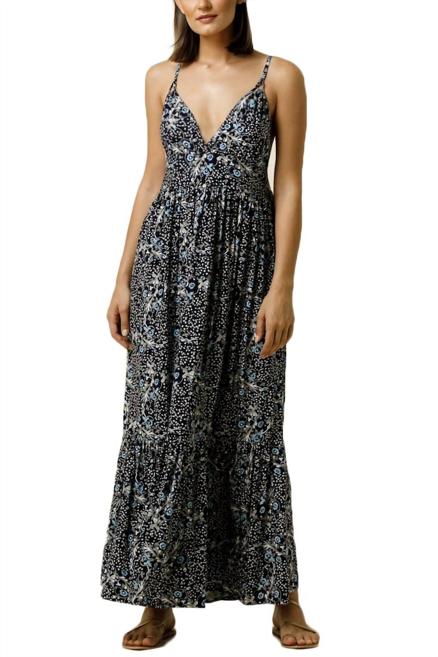 EDEN MAXI DRESS IN BLACK MULTI, Black Multi / Navy, hi-res image number 0
