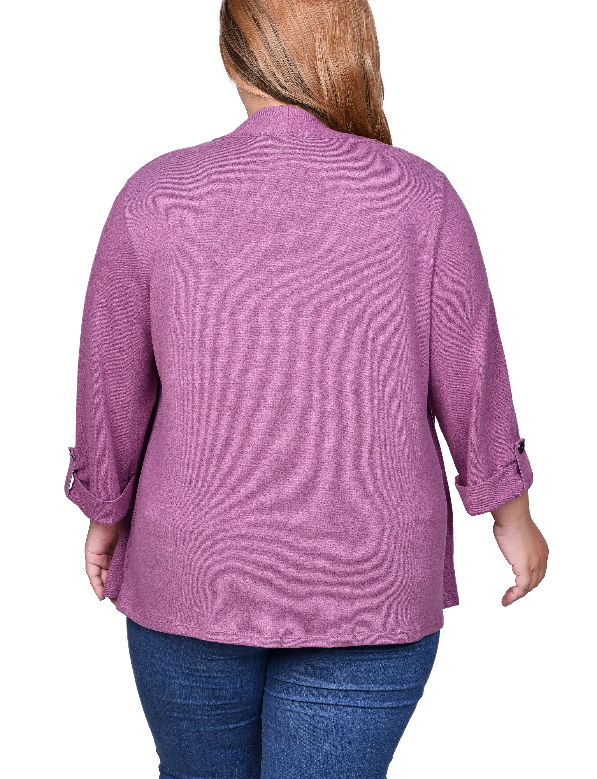 3/4 Sleeve Two In One Top, Damson, alternate image number 1