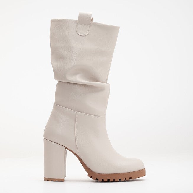 ANAIS - BEIGE SLOUCH PLATFORM BOOTS, BEIGE / Beige, hi-res image number 0