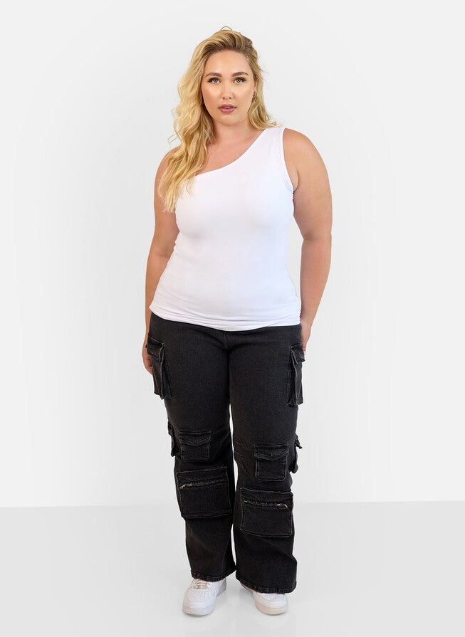 ESSENTIAL SINGLE SLEEVE TOP, White / White, alternate image number 2