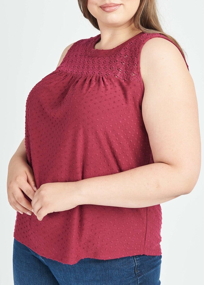 Rylee Embroidered Tank, JAM / Burgundy, alternate image number null