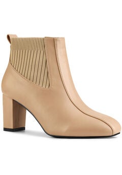 Square Toe Block Heels Elastic Chelsea Ankle Boots
