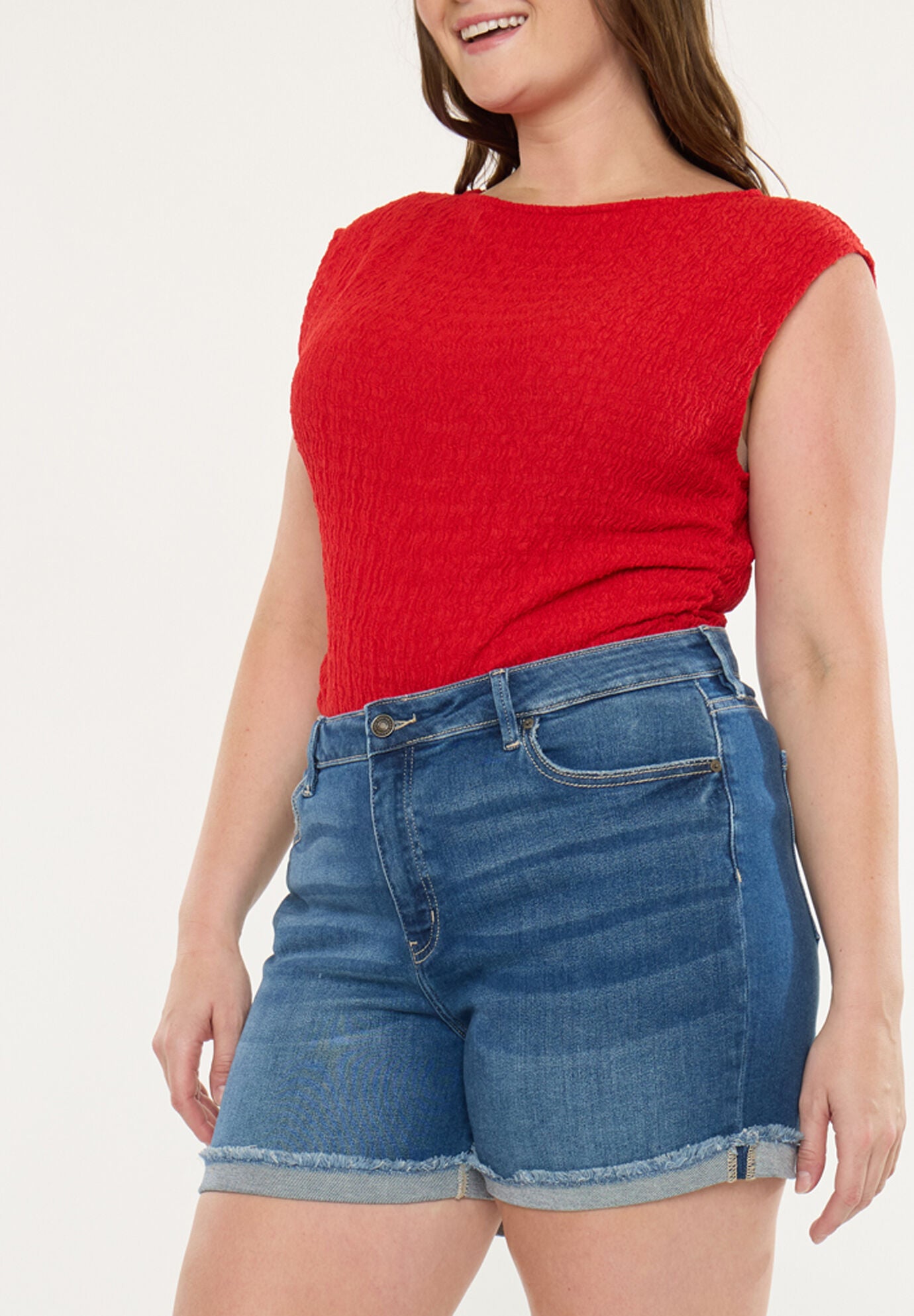 Sunny High Rise Shorts (Plus Size), Medium Wash / Medium Wash, alternate image number 3