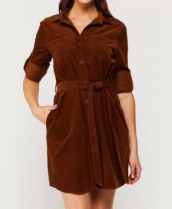 DELILAH DRESS IN BROWN, Brown / Brown, hi-res image number 0