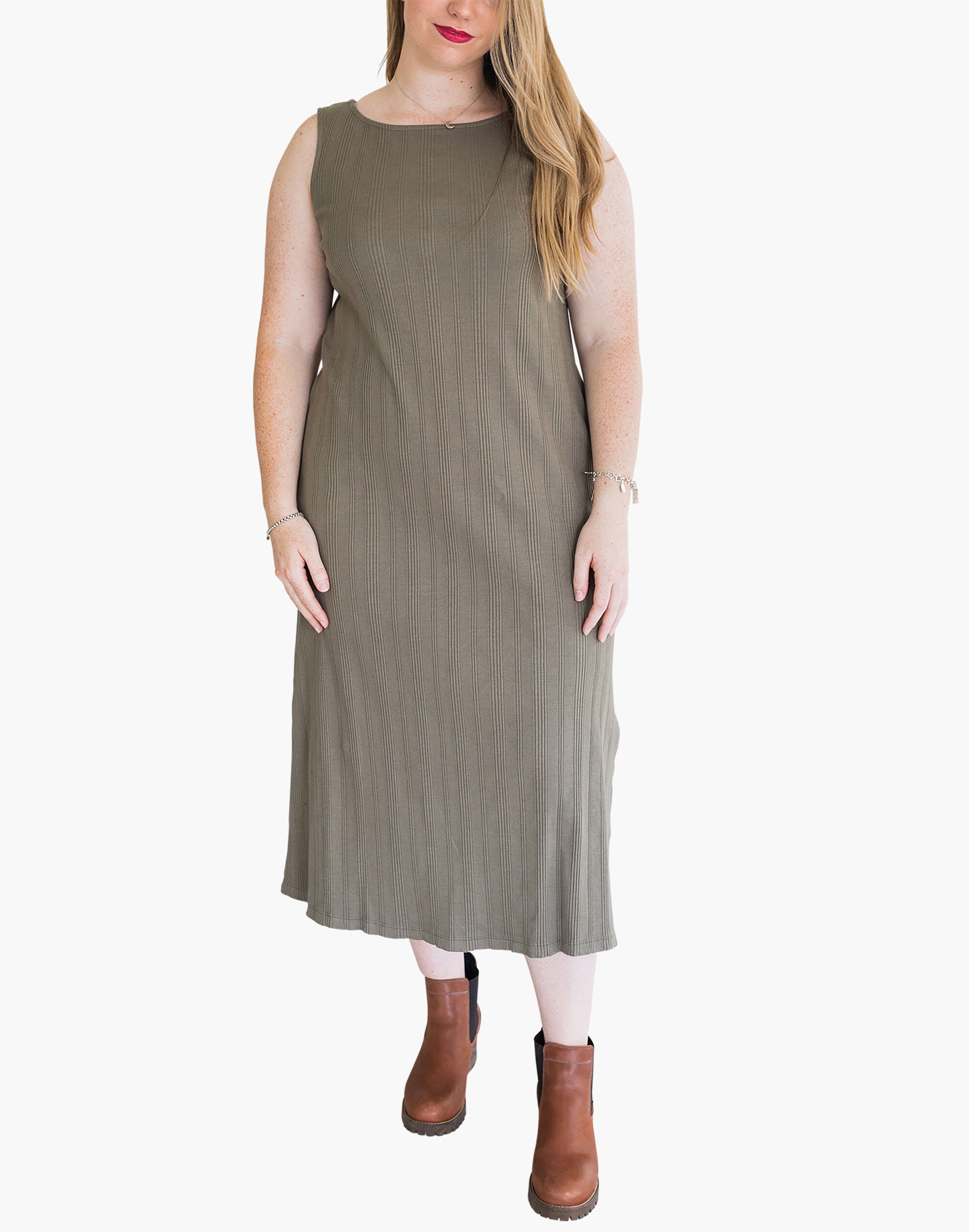 Fortuna Wide Rib Dress, Dark Umber / Beige, alternate image number 1