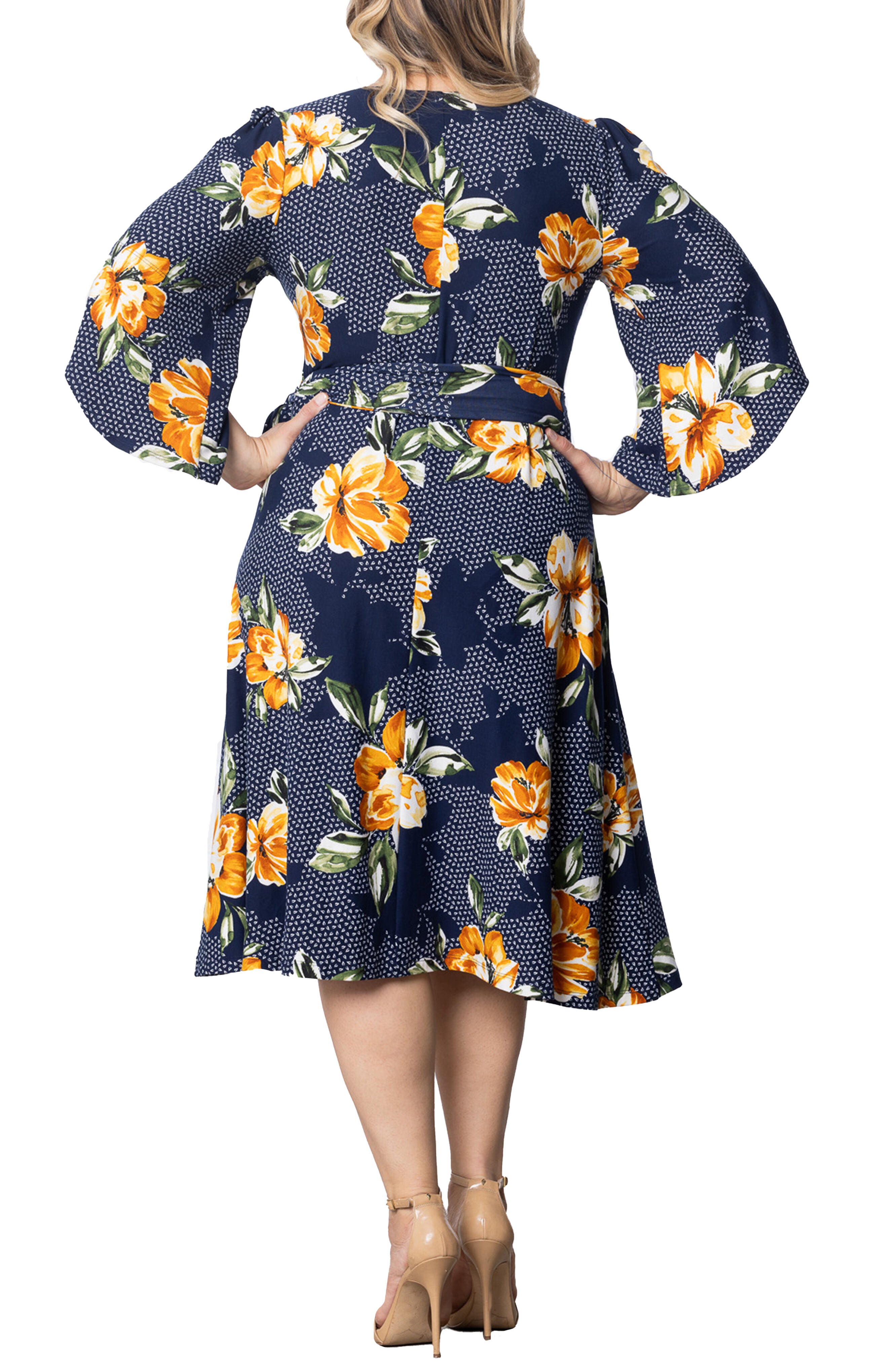 Gemini Wrap Dress, AMBER BLOSSOMS / Navy, alternate image number 3