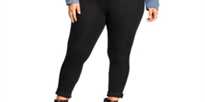 City Chic Women's Trendy Plus Size Cotton Studded Cropped Denim Jacket - Light Denim Blue Size 24W, Blue / Navy, alternate image number 2