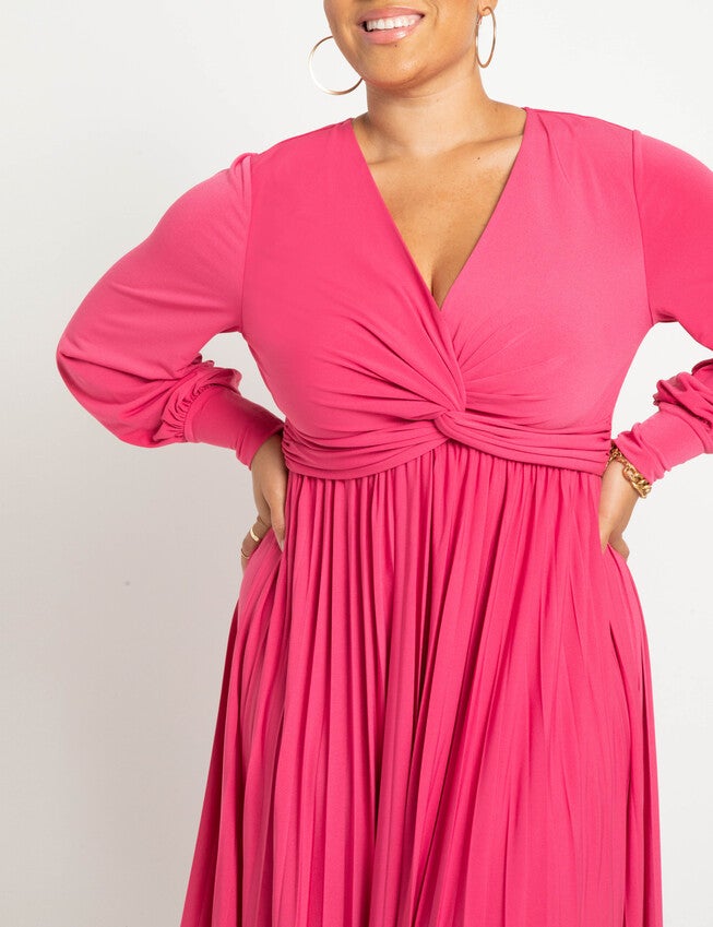 Knot Front Pleated Skirt Dress, , alternate image number 3