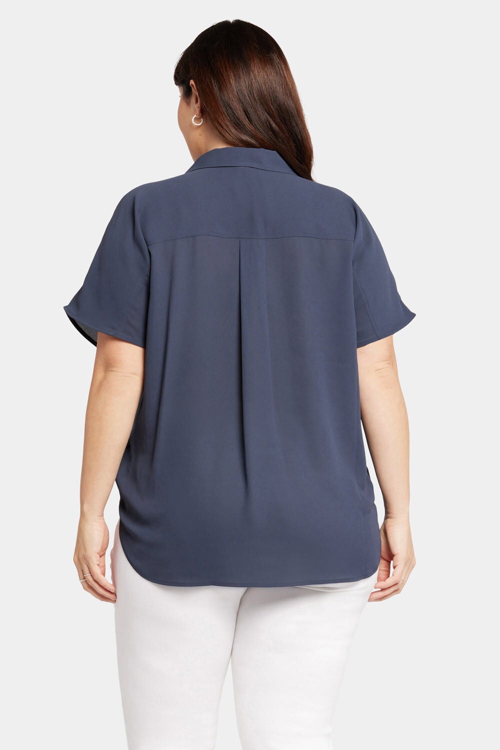 Becky Short Sleeved Blouse, Oxford Navy / Navy, alternate image number 1