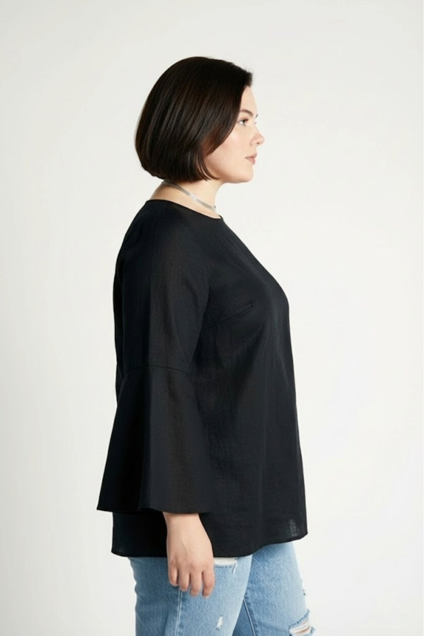 The Button Back Shirt, Black / Black, alternate image number 2