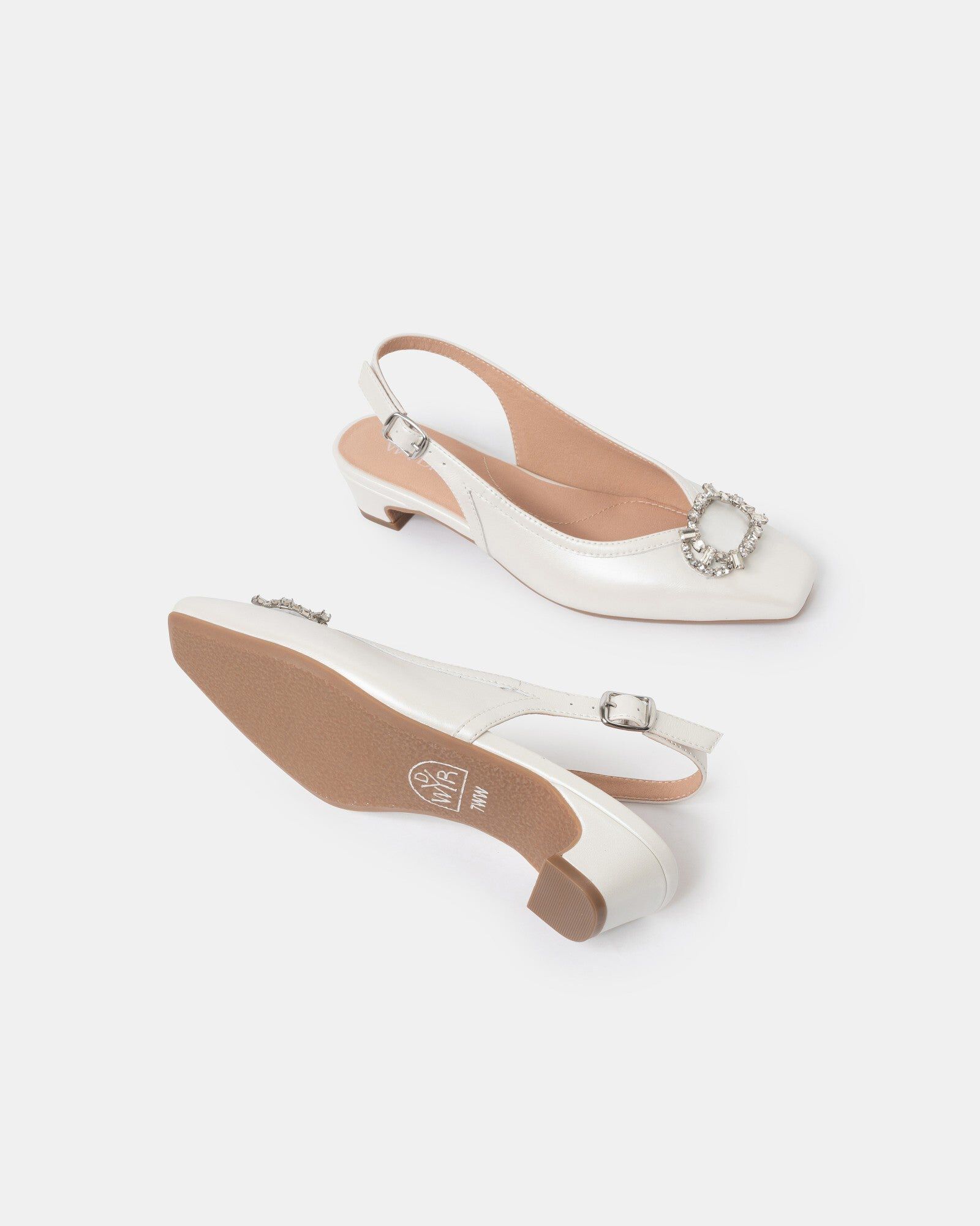 Irina Buckle Heels, Pearl White / White, alternate image number 3