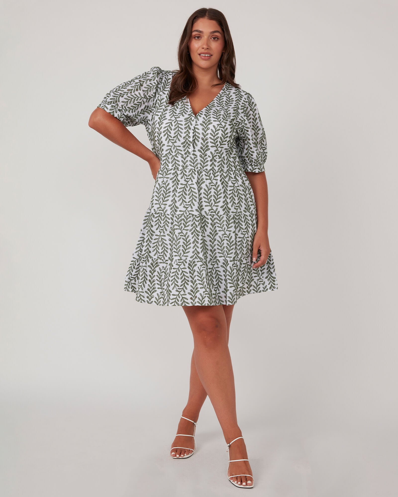 La Croisette Cotton Mini Dress, GreenMilk / Light Green, alternate image number 1