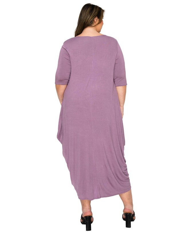 EVELYN BUBBLE HEM POCKET DRESS, Lavender Dusty / Purple, alternate image number 2