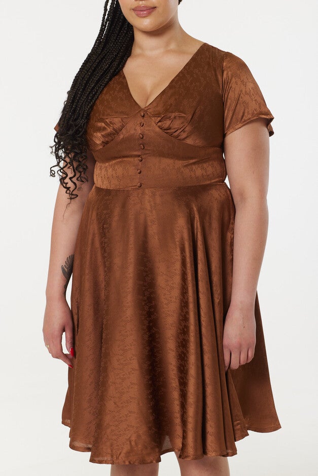 Kaylee Brown Dress in Recycled Fabric, , alternate image number null
