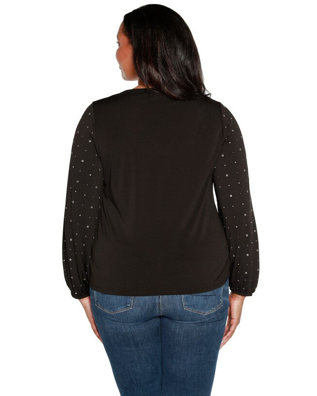 Plus Size Embellished Open-Front Knit Cardigan, , alternate image number null