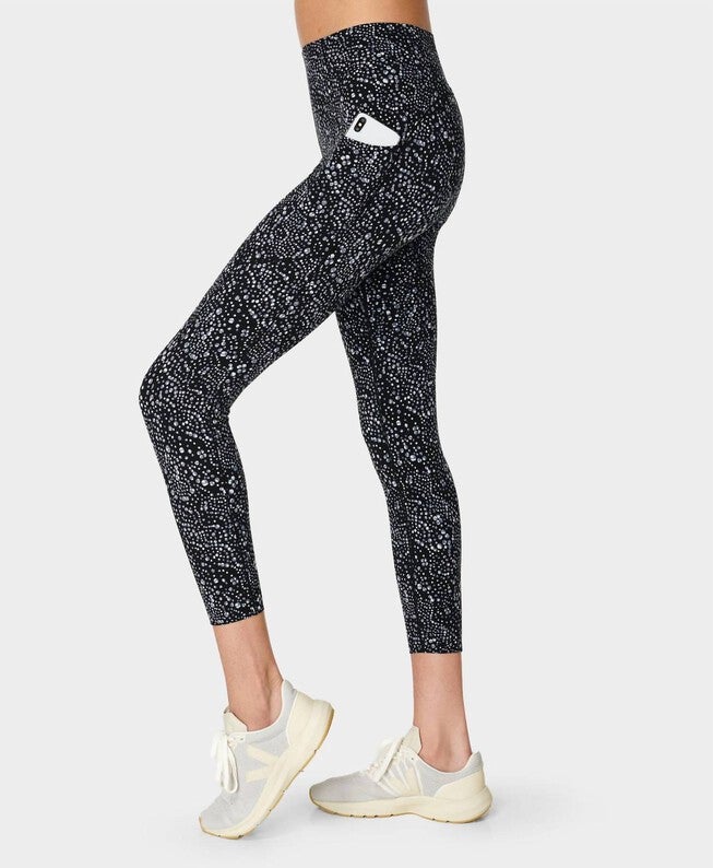 Power 7/8 High-Waisted Workout Leggings in Blue Celestial Dot Print, Blue Celestial Dot Print / Black, hi-res image number 0