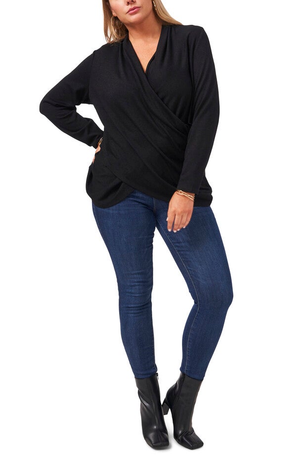 L/S CROSS FRT COZY KNIT TOP, , alternate image number null