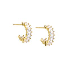 Mini CZ Thin Baguette Hoop Earring