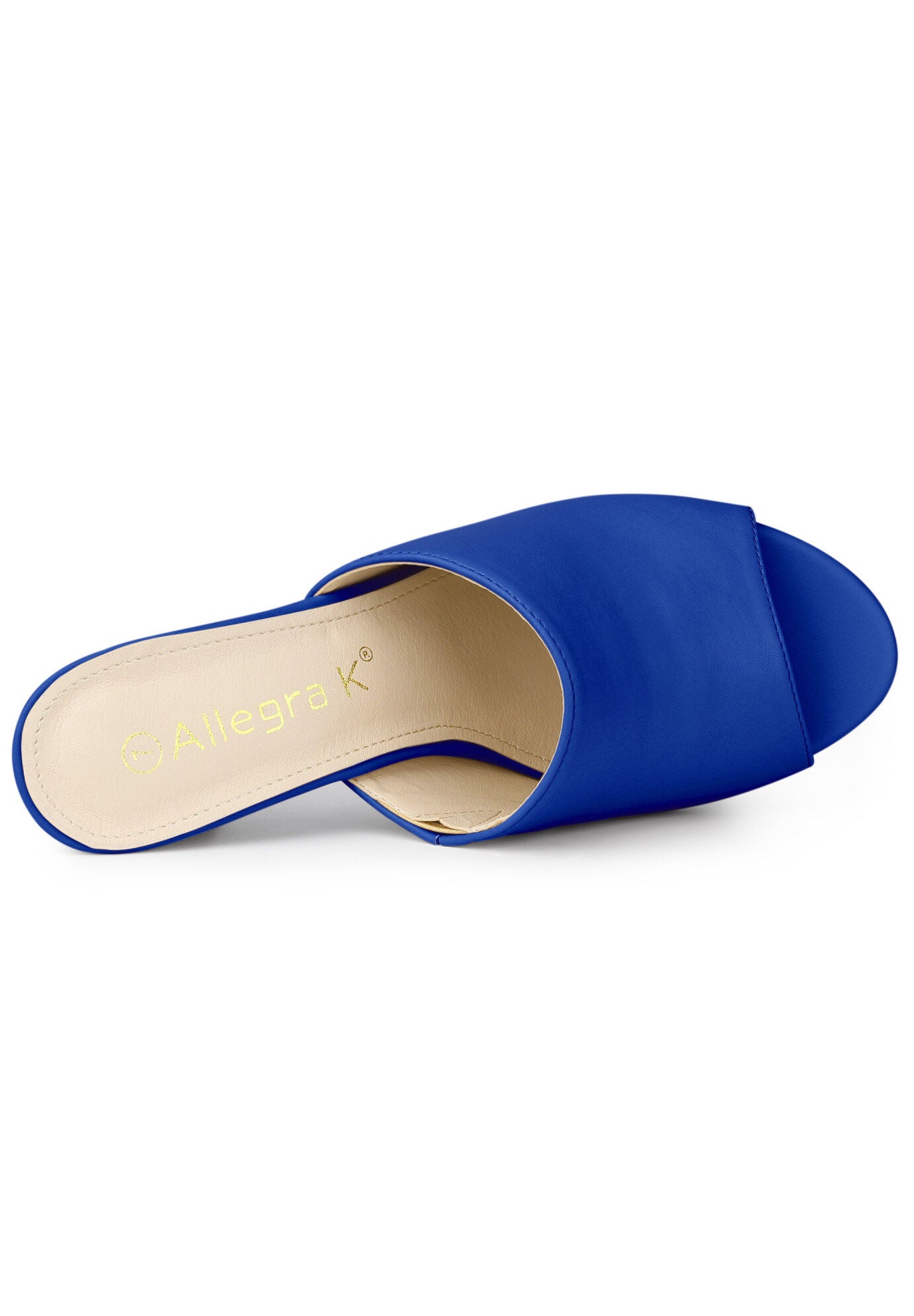 Slip On Block Heel Slide Sandals, Blue / Royal Blue, alternate image number 2