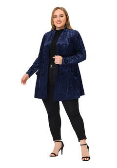 VINTAGE SHAWL COLLAR OPEN FRONT VELVET CARDIGAN
