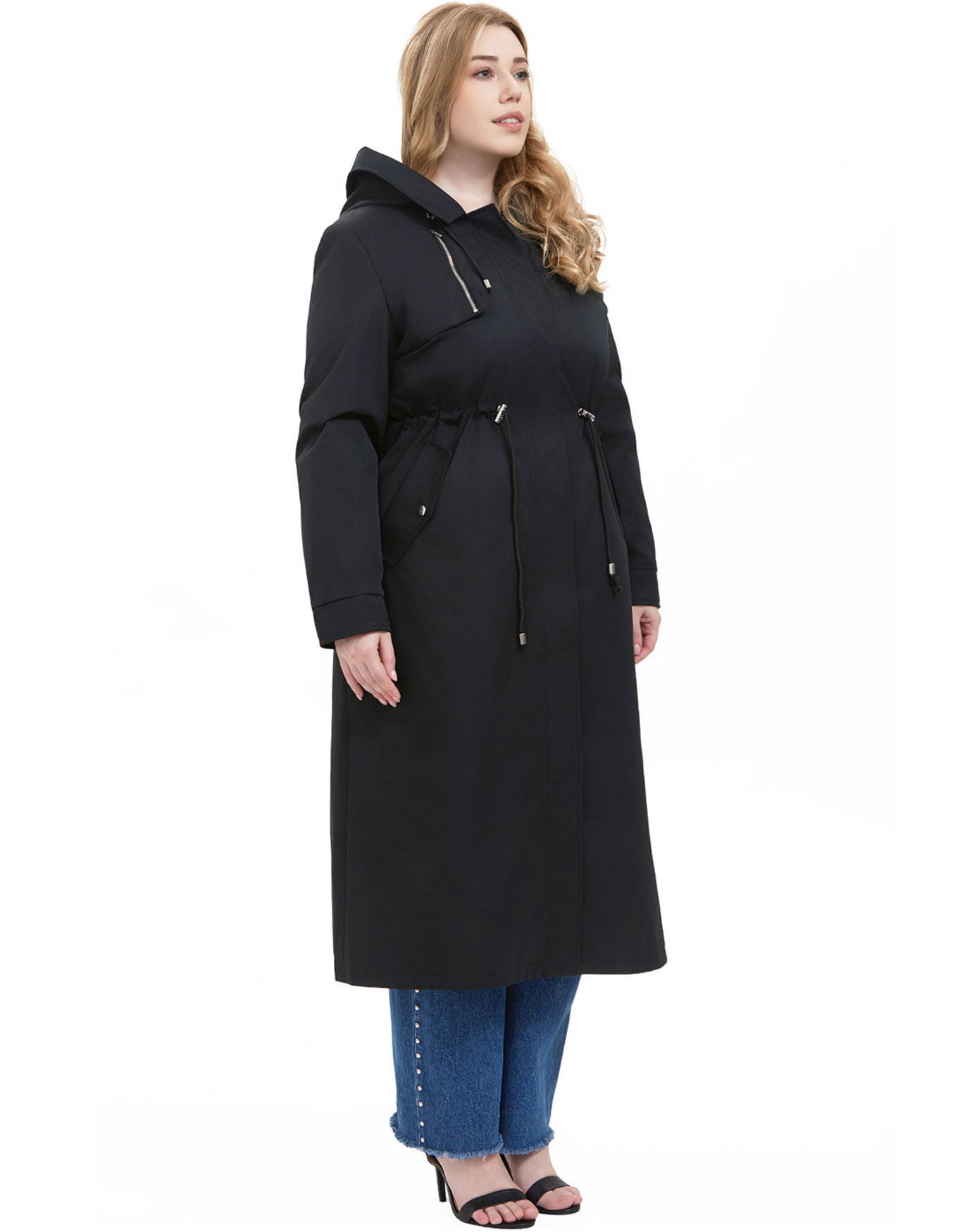 Hooded Zip-Out Lined Long Parka Coat, Black, alternate image number 1