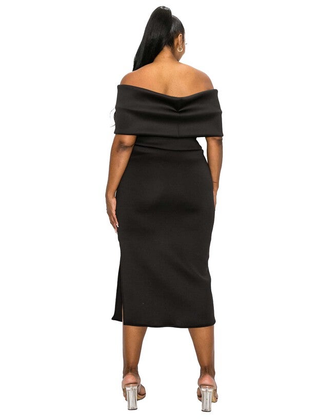 ZARIAH RIBBON DETAIL MIDI DRESS, Black / Black, alternate image number 2