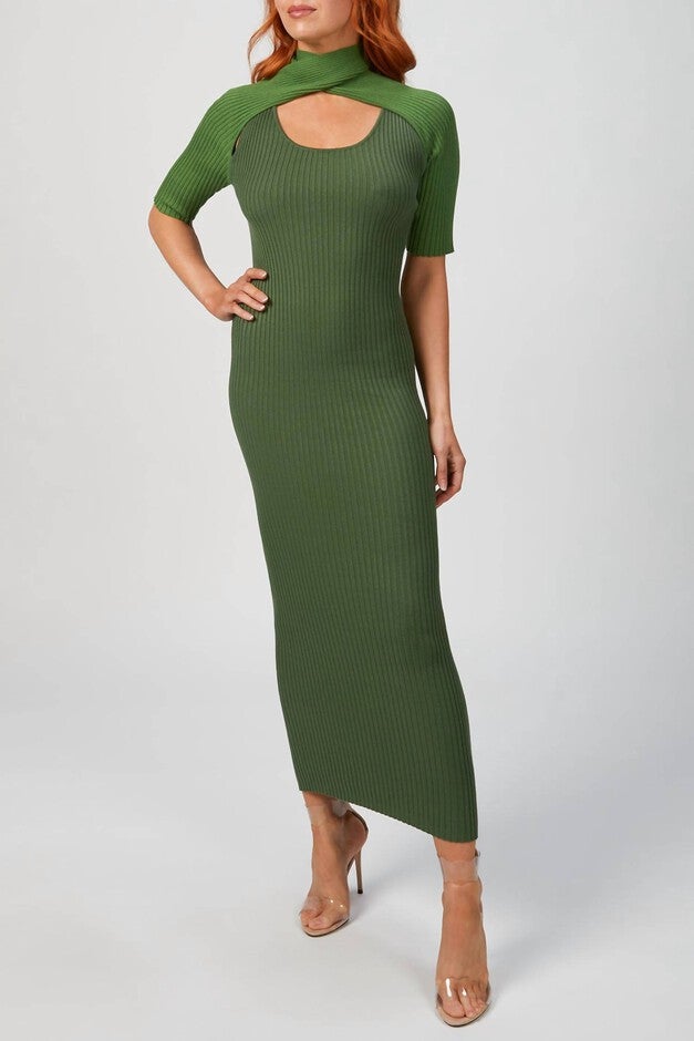 LOOP LAYERED KNIT DRESS IN VERT | Dia & Co