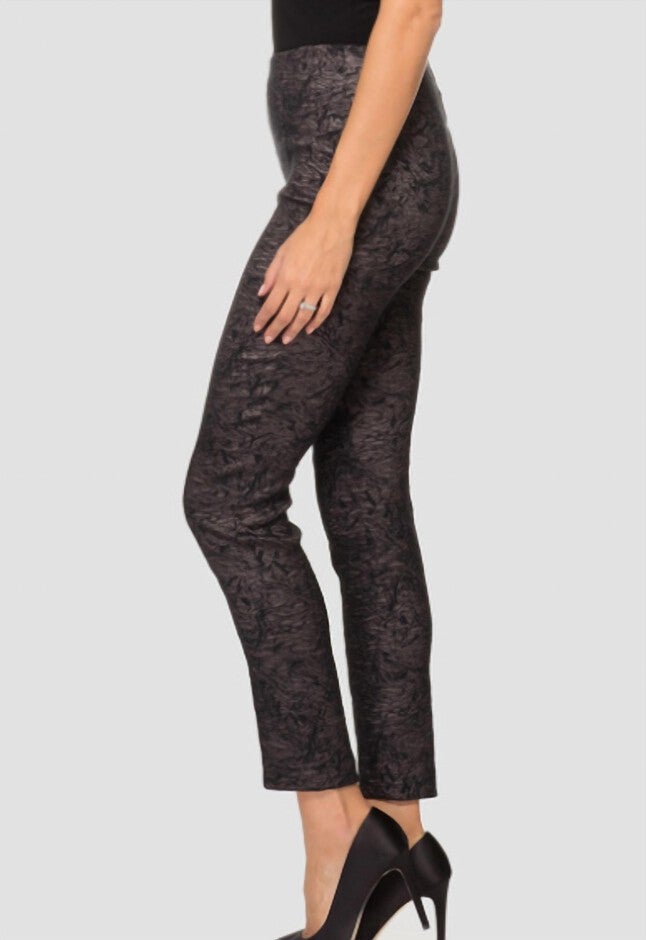 PULL ON METALLIC PANT IN BLACK, , alternate image number null