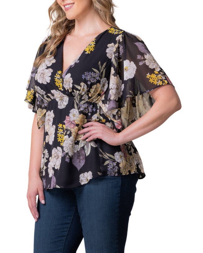 Seaside Serenade Top, MIDNIGHT PEONY PRINT / Black, alternate image number null
