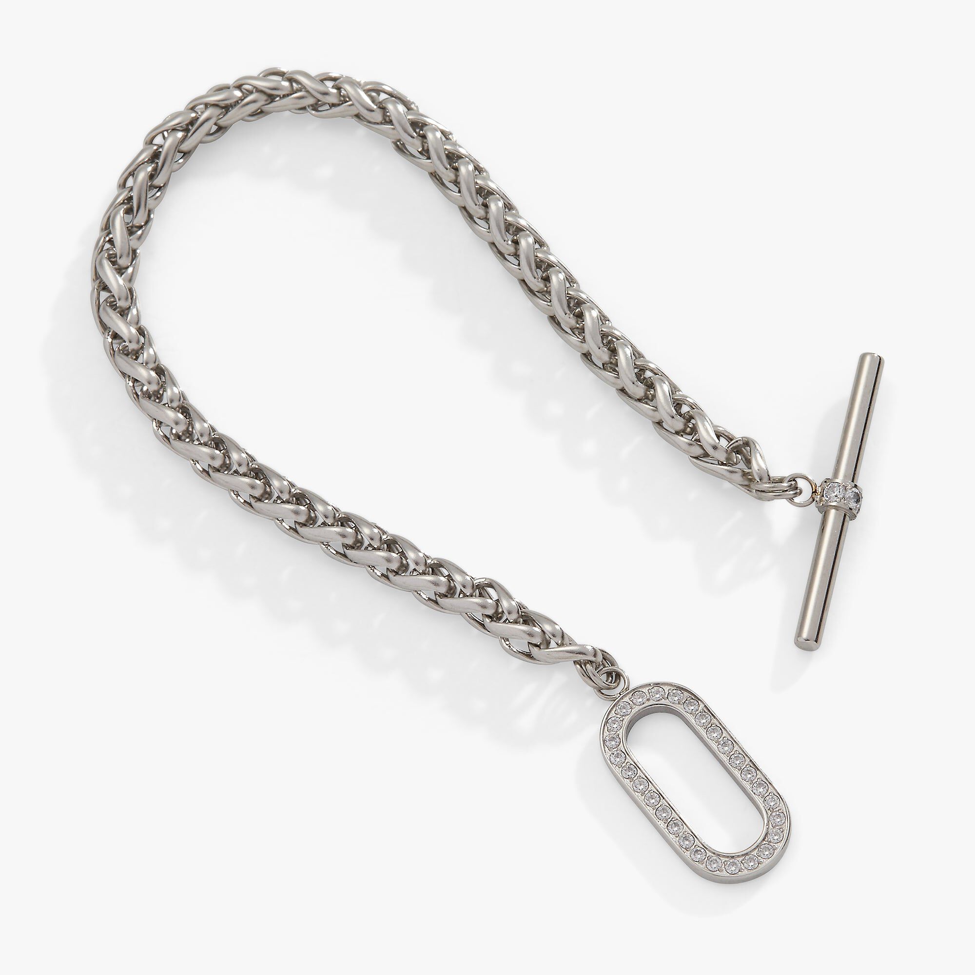 Pavé Toggle Chain Bracelet, Silver / Silver, alternate image number 1