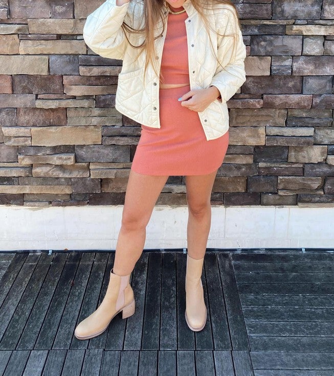 SWEATER MINI SKIRT IN TERRA, Terra / Pink, alternate image number null