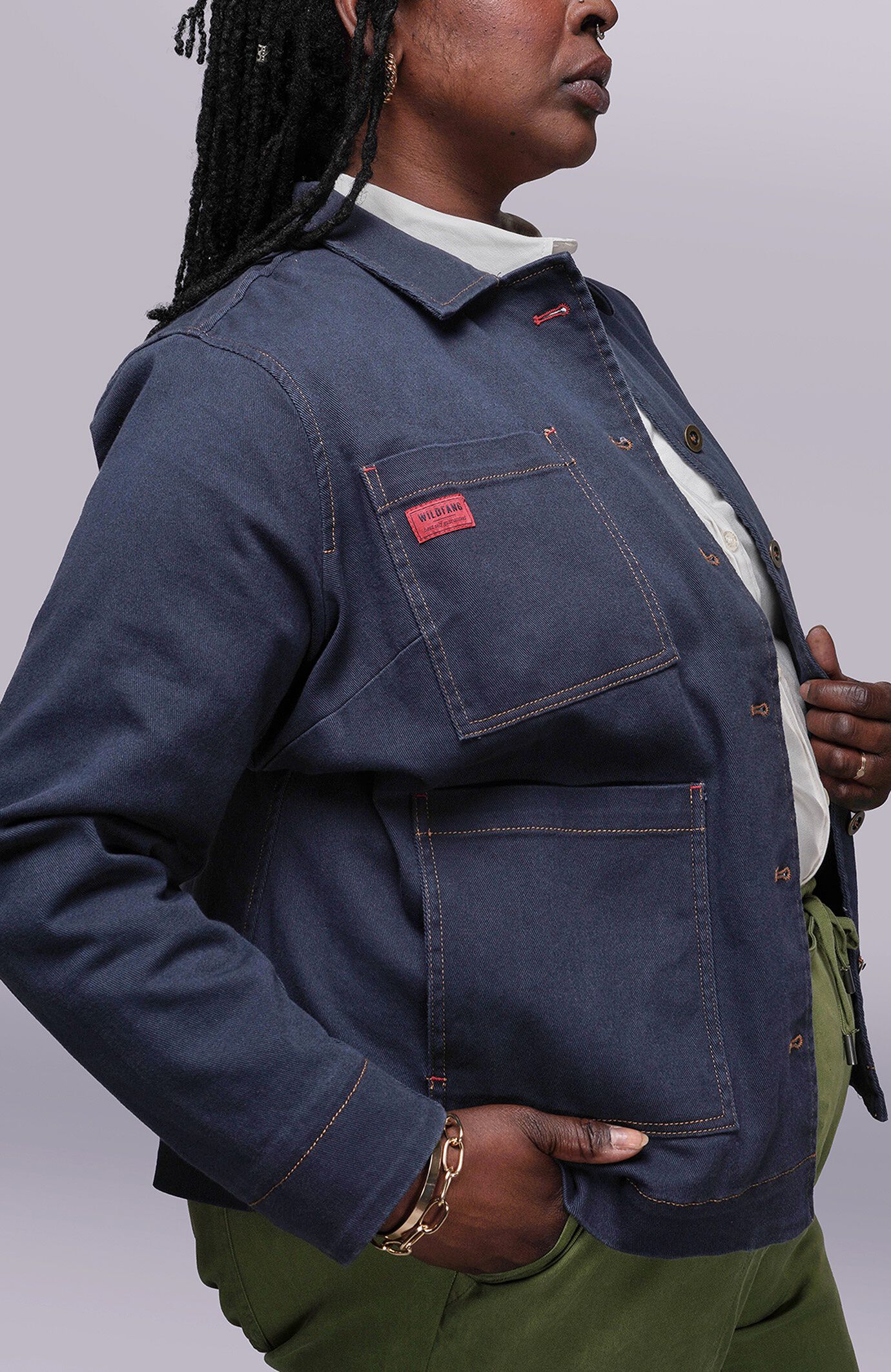 The Essential Denim Utility Jacket, NAVY / Medium Wash, alternate image number 1