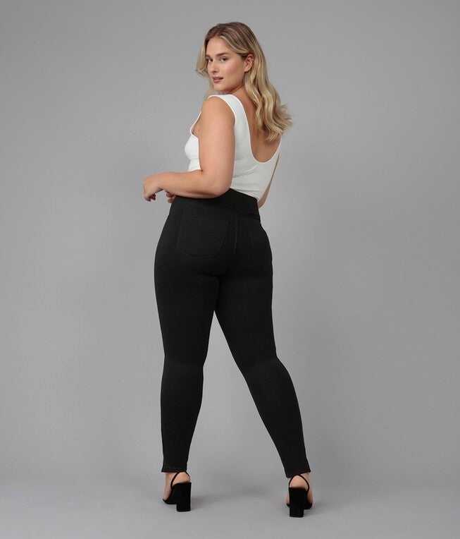 Women's Black High Rise Pull-On Skinny Pull-On Jeans, Jersey Black / Black, alternate image number 1