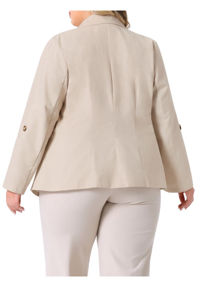 Lightweight Button Linen Cotton Blazer, Beige / Beige, alternate image number null