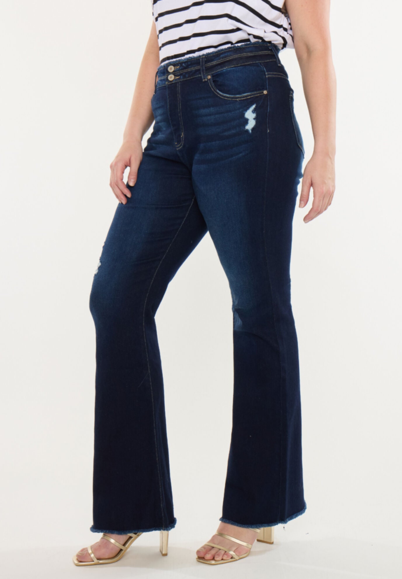 Gill High Rise Flare Jeans (Plus Size), Dark Wash / Dark Wash, alternate image number 5