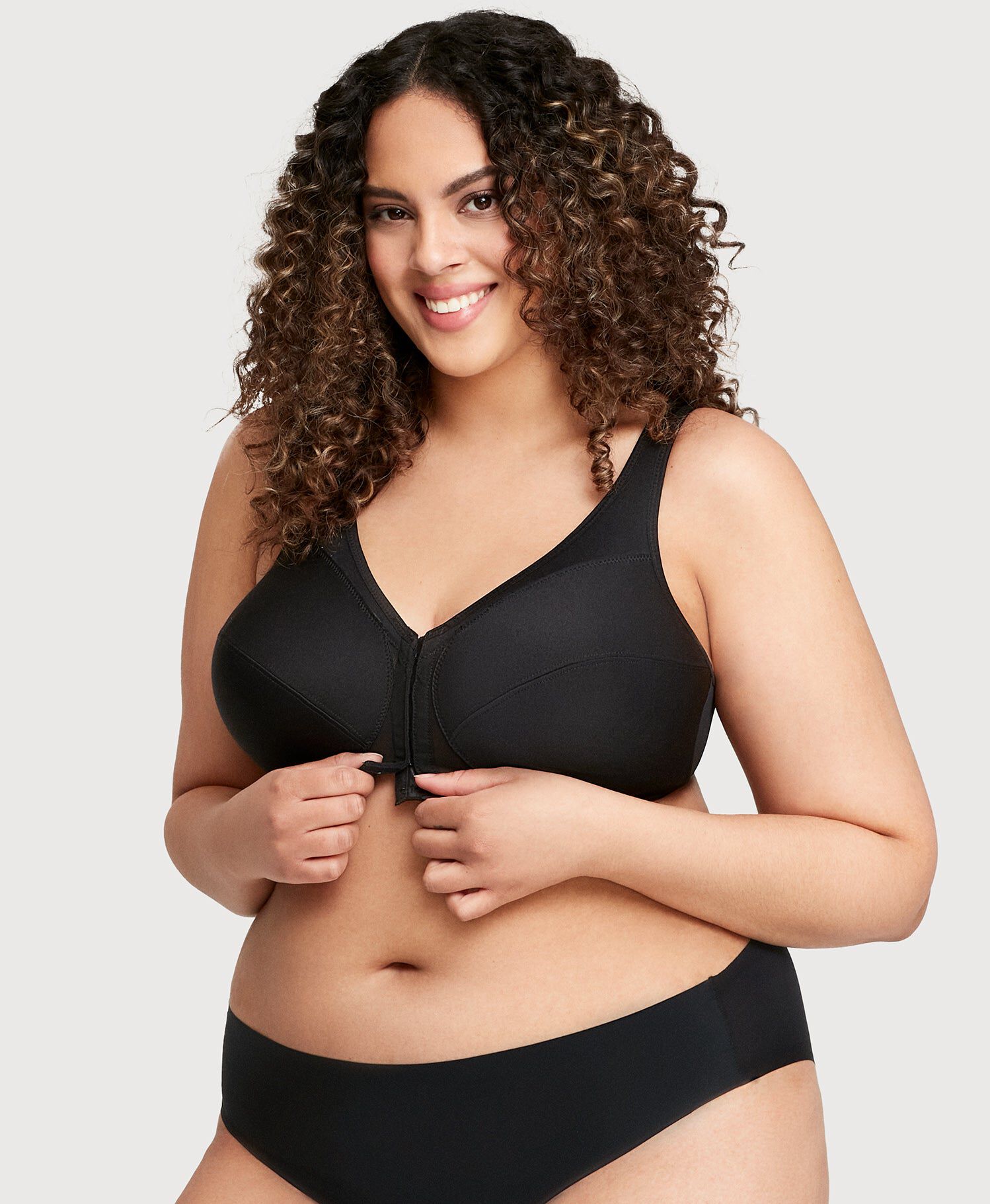 MagicLift Front-Closure Posture Back Bra Band | 46, Black / Black, alternate image number 2