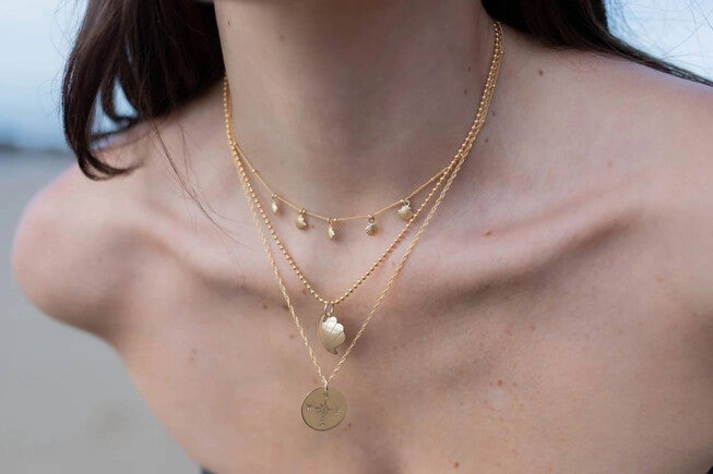 DOME SHELL NECKLACE IN GOLD, Gold / Gold, alternate image number null