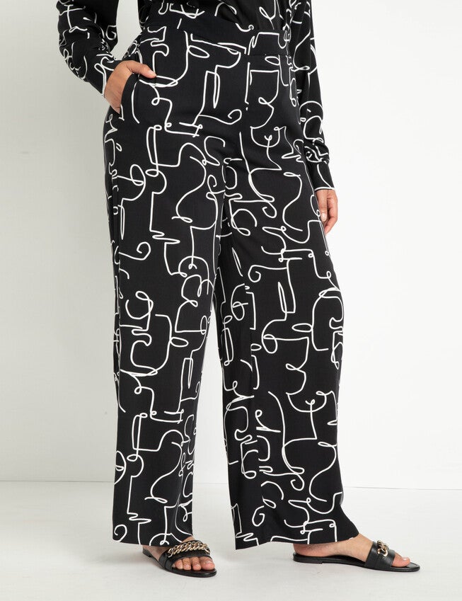 Printed Wide Leg Pant, , alternate image number null