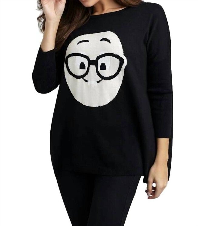 GEEK CHIC EMOJI PULLOVER IN BLACK, Black / Black, hi-res image number null