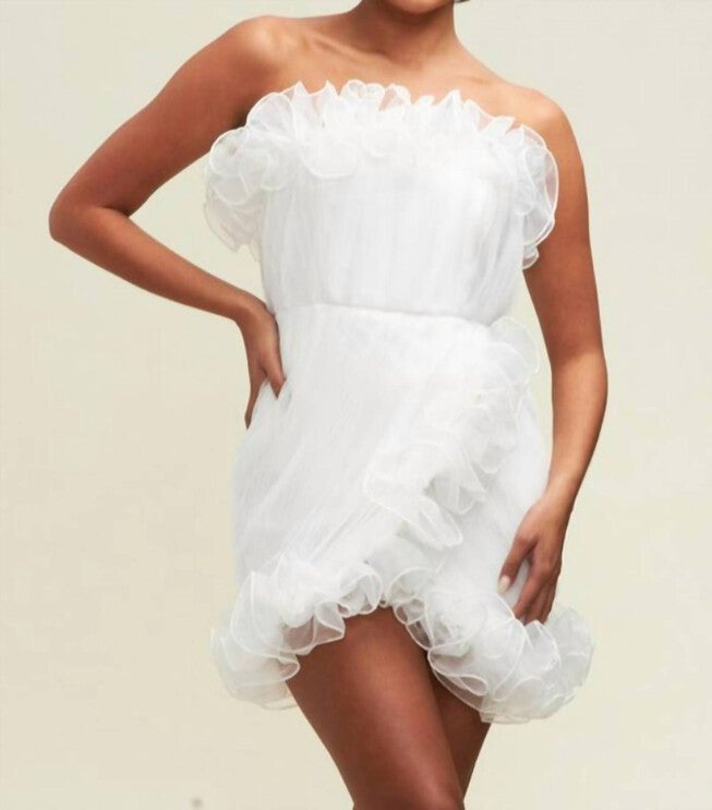 STRAPLESS MINI DRESS IN WHITE, White / White, hi-res image number 0