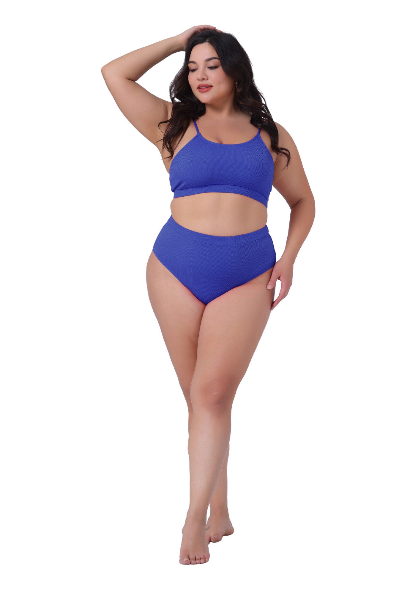 Two Piece Swimsuit Scoop Neck Bikini Bandeau, Royal Blue / Royal Blue, hi-res image number 0