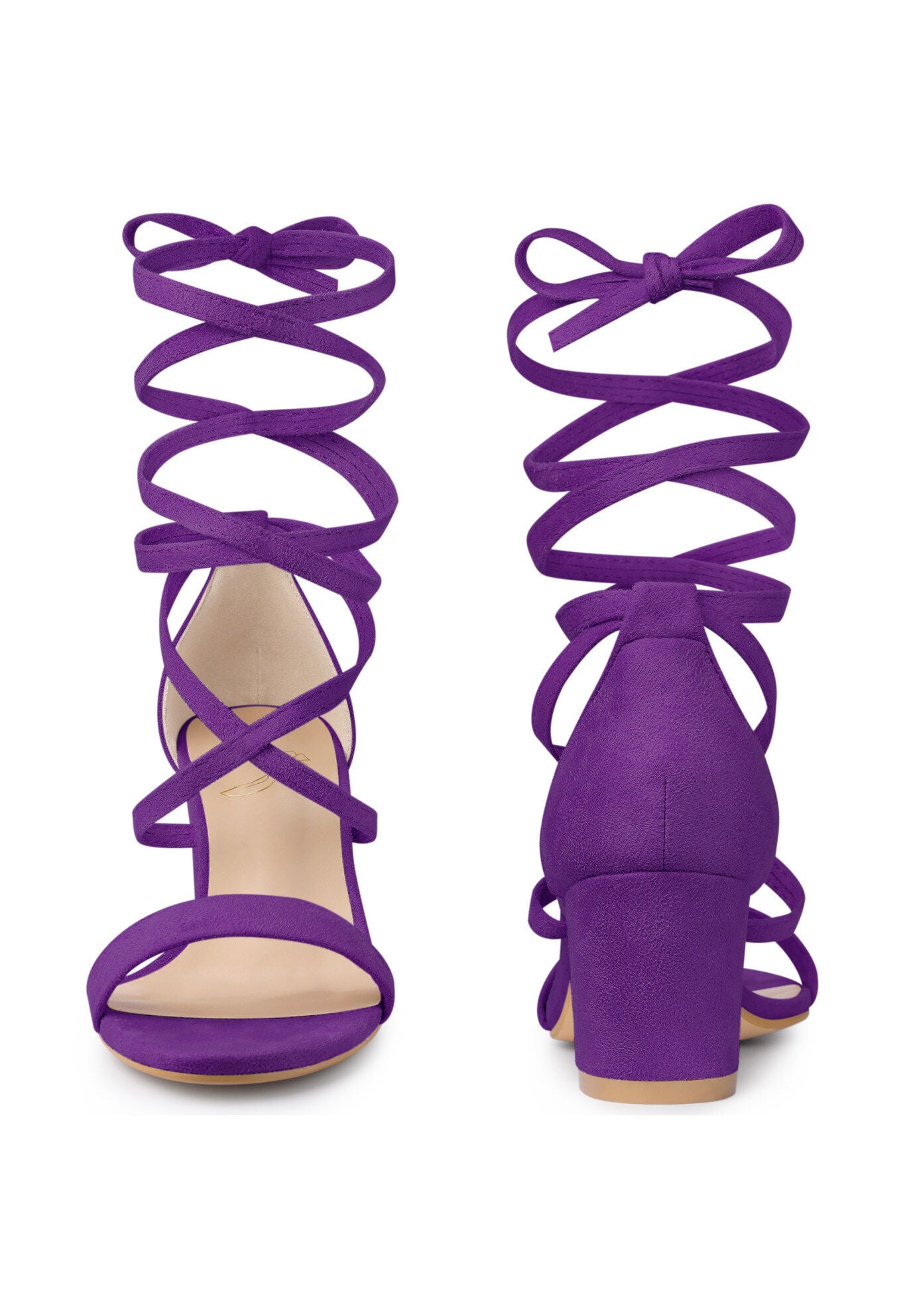 Lace Up Heels Chunky Heel Sandal, Purple / Purple, alternate image number 1